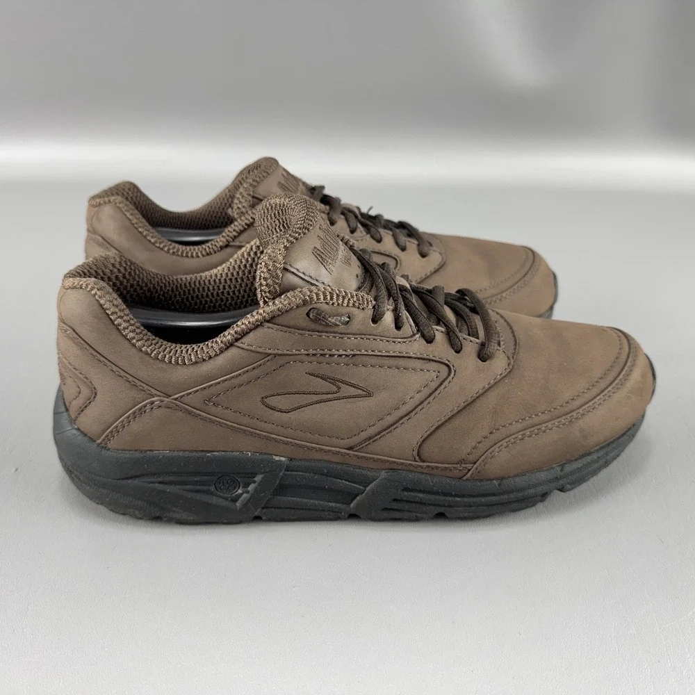 Brooks Addiction Walker Shoes Mens 9B Narrow Brown Suede Leather Walking Comfort